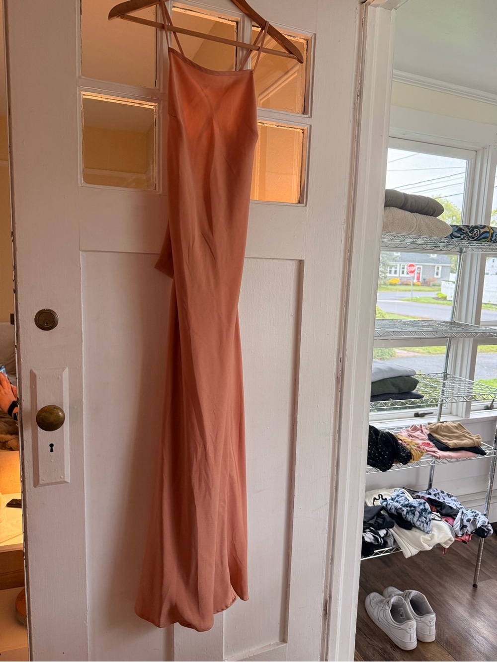 Urban Outfitters Satin Slip Dress in Peachy Coral